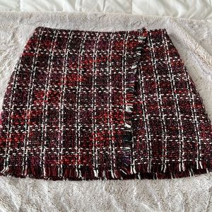 Knit plaid mini skirt